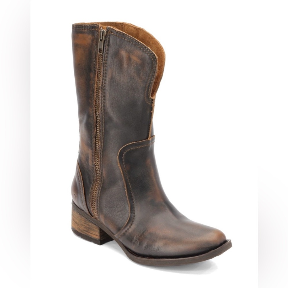 Born Mosse Distressed Rustic Brown Split Front Mi… - image 1